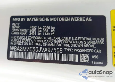 2018 BMW 230I from USA, damaged, VIN WBA2M7C50JVA97508
